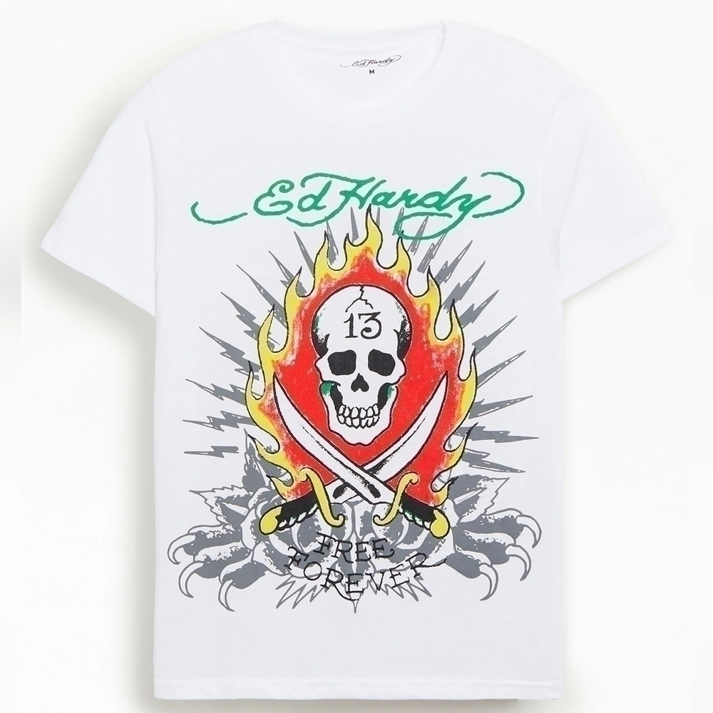 Ed Hardy Skull Graphic Tee Shirt Size Medium‎ New